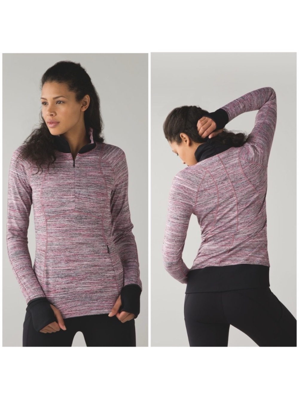 Lululemon Runderful 1/2 Zip Pullover Women’s 6 Space Dye Camo Berry Rumble